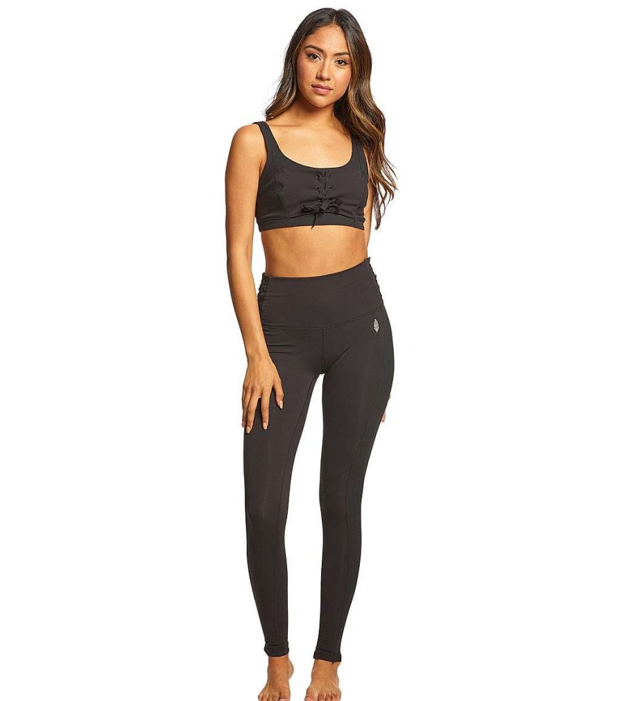 Clothing Free People Yoga Sports Bras | Movement Before You Go Lace Up Bra Black