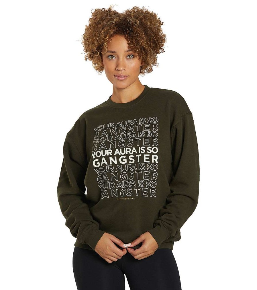 Clothing Spiritual Gangster Yoga Jackets & Sweatshirts | Aura Boyfriend Pullover Leaf