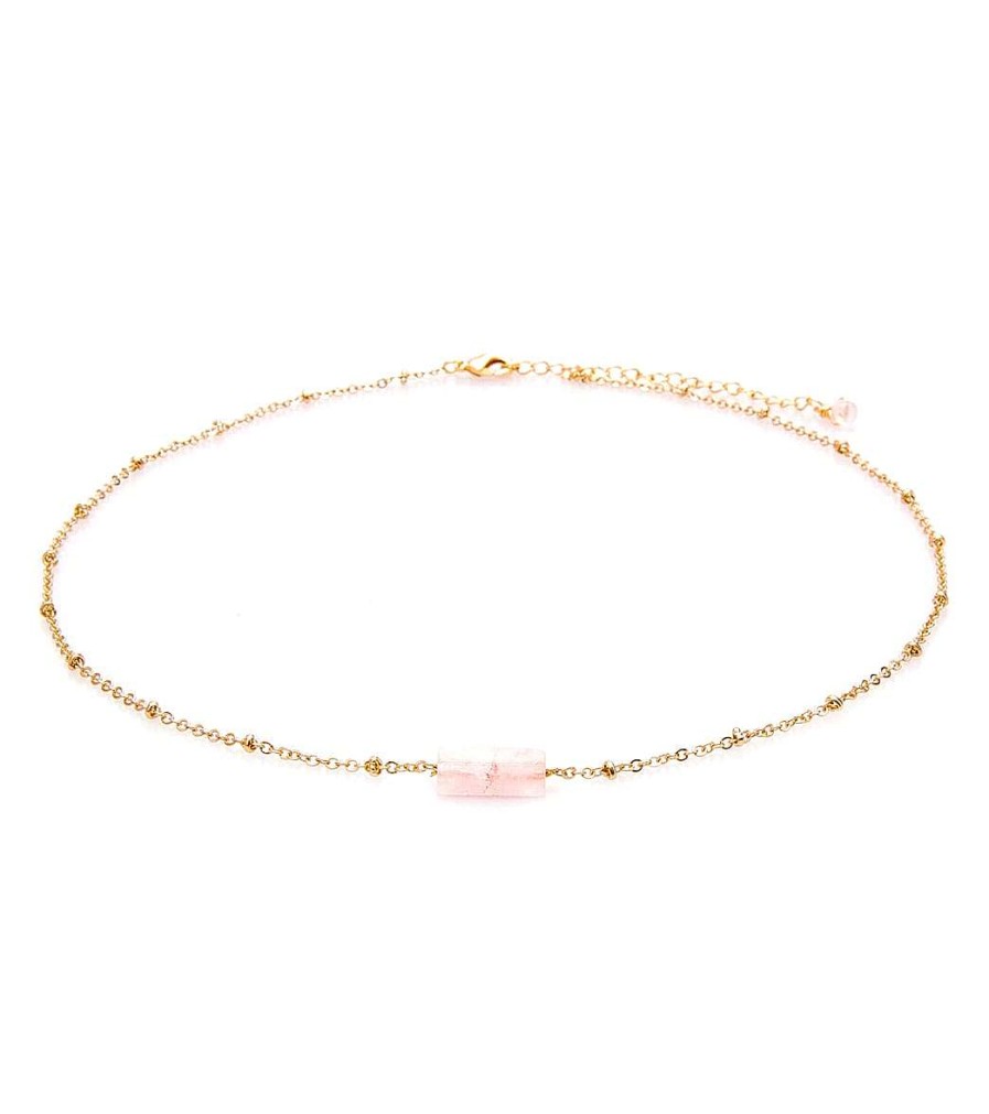 Accessories Lotus and Luna | Love Rose Quartz Stone Of The Earth Necklace Gold/Pink