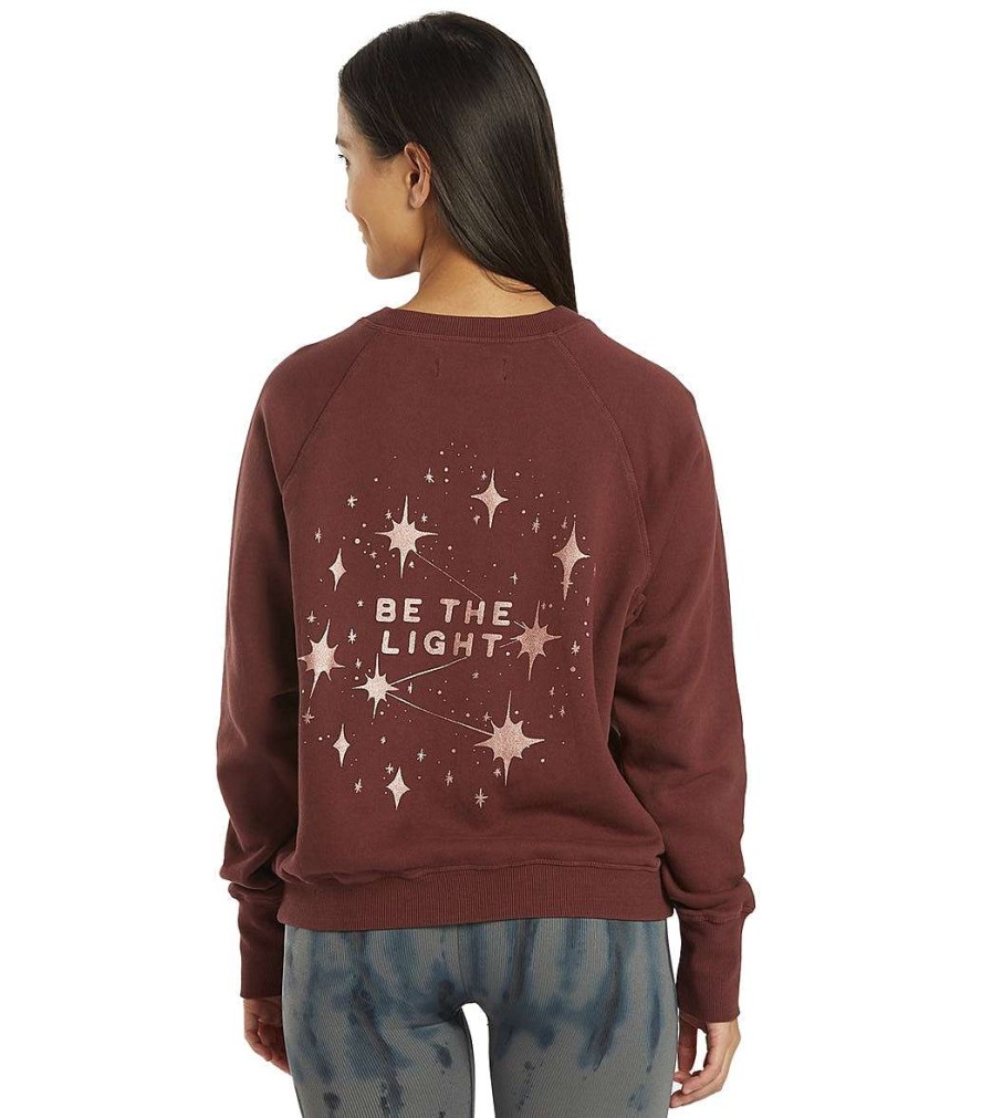 Clothing Spiritual Gangster Yoga Jackets & Sweatshirts | Be The Light Bridget Raglan Pullover Red Berry