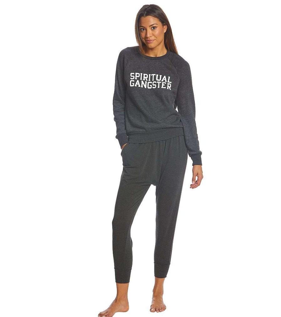 Clothing Spiritual Gangster Yoga Jackets & Sweatshirts | Sg Varsity Old School Pullover Heather Grey