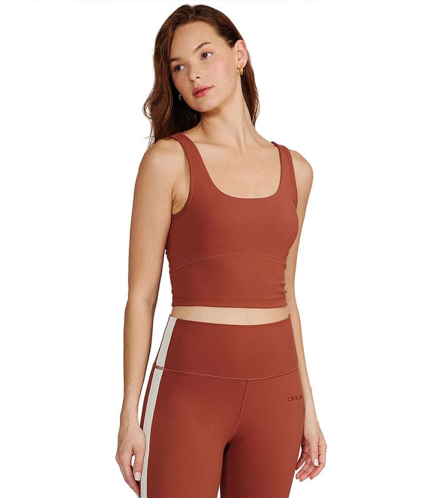 Clothing Cream Yoga Yoga Support Tanks | Ali Bra Tank Rust