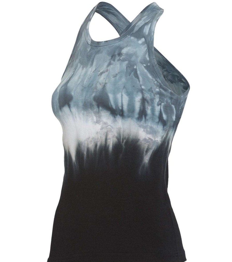 Clothing Hard Tail Yoga Support Tanks | Printed Open Back Support Tank Top Navy/White Rainbow Horizon