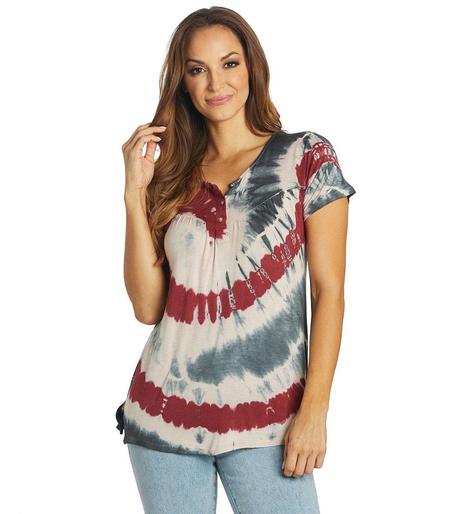 Clothing Yak & Yeti Yoga Tops | Spiral Tie Dye Loose Fit Tee