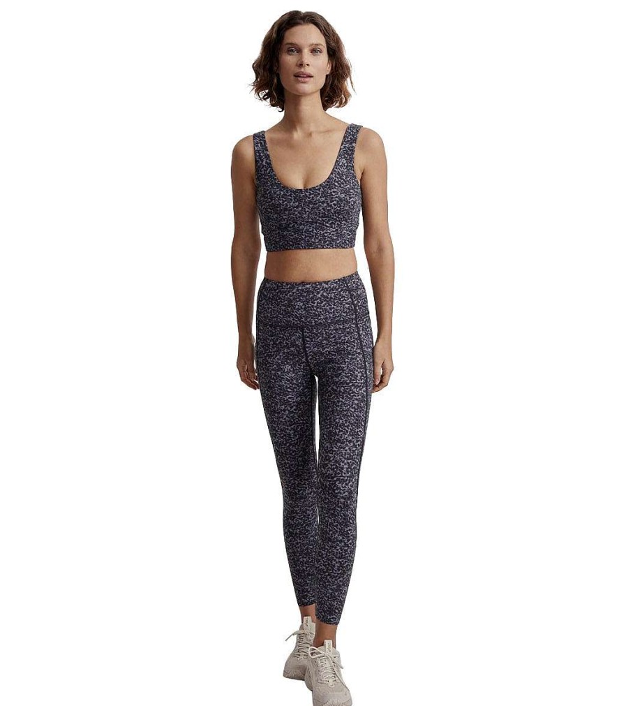 Clothing Varley Yoga Leggings | Let'S Go Running Legging Ebony Blue Cheetah