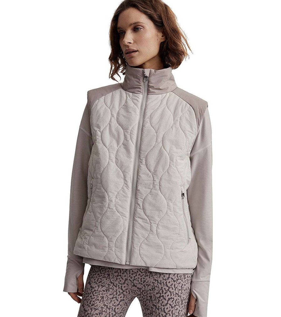 Clothing Varley Yoga Jackets & Sweatshirts | Maher Quilted Active Gilet Rainy Day/Etherea