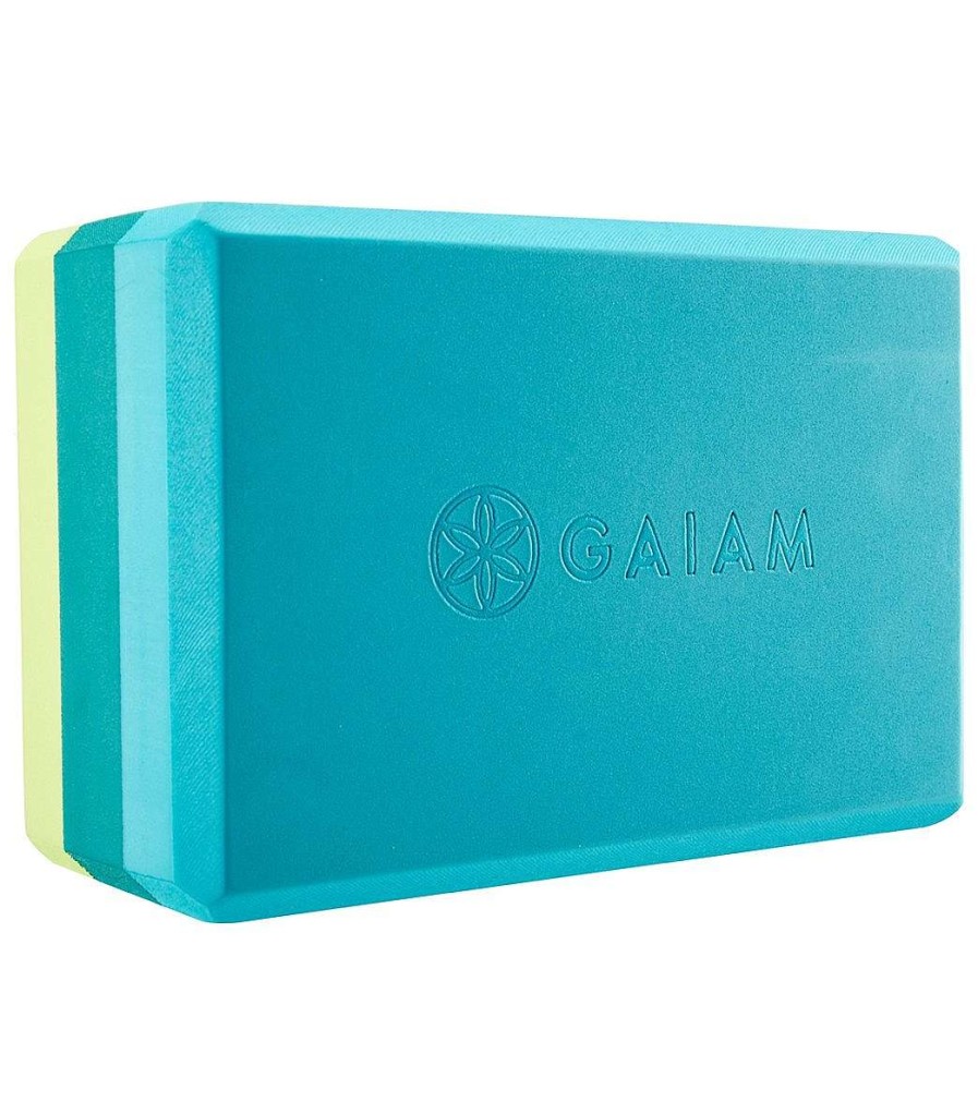 Yoga Mats & Props Gaiam | Tri Color Yoga Block Teal Tonal