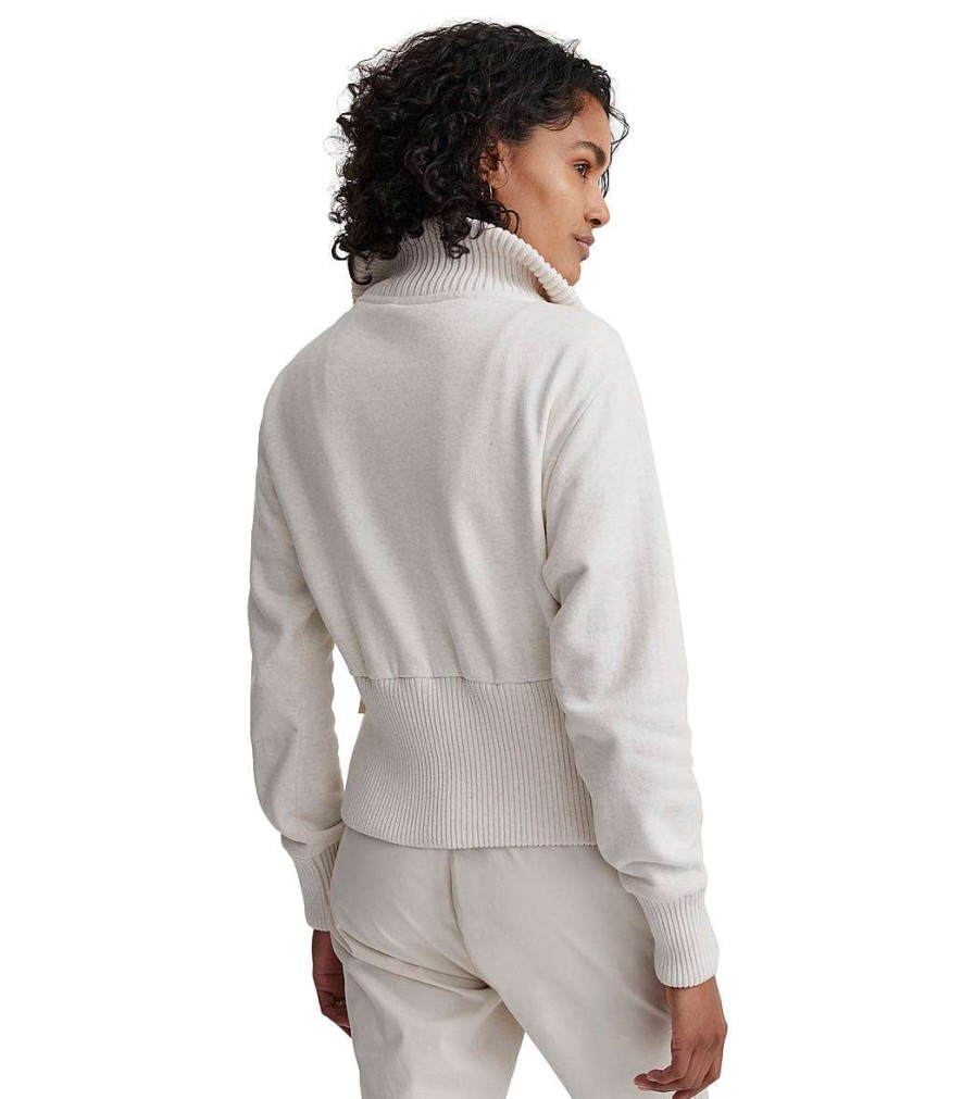 Clothing Varley Yoga Jackets & Sweatshirts | Alisa Zip Through Ivory Marl