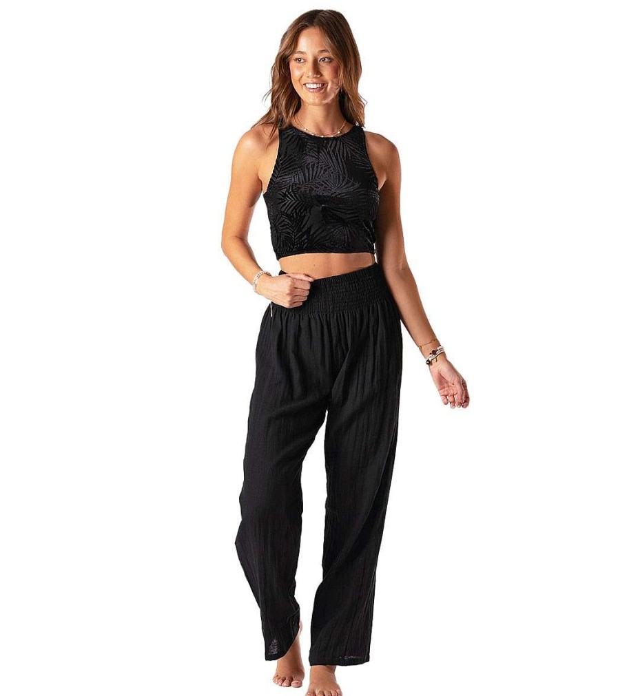 Clothing Lotus and Luna Yoga Pants | Solid Wide Leg Pant Black