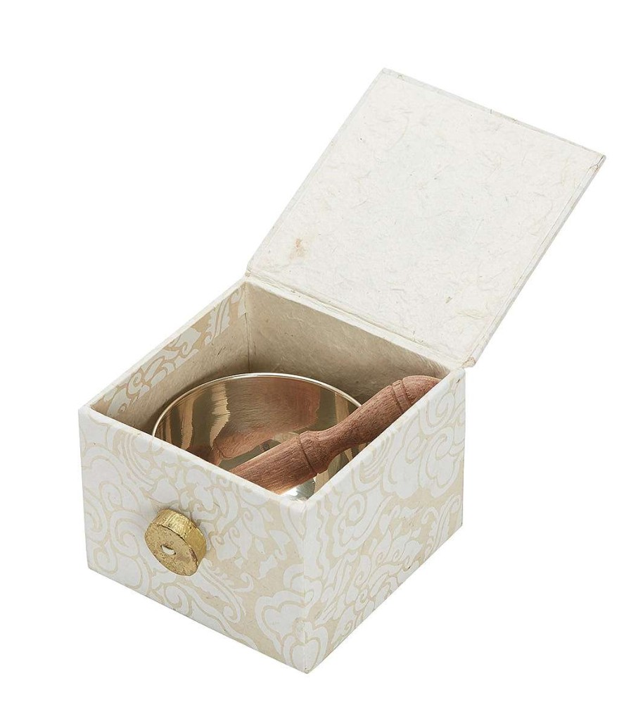 Meditation dZi | Meditation Bowl Box: 3'' Flower Of Life White/Gold