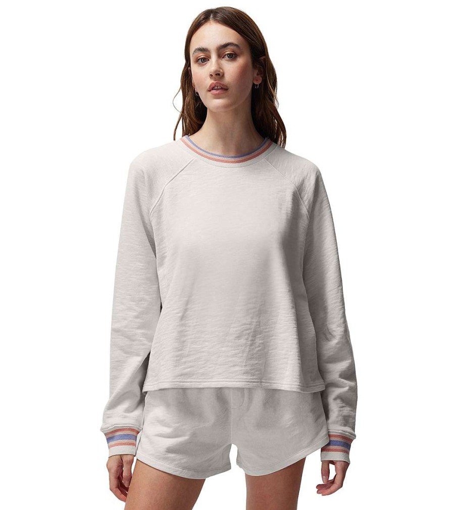 Clothing Spiritual Gangster Yoga Jackets & Sweatshirts | Slub Terry Freja Dolman Raglan White Sand