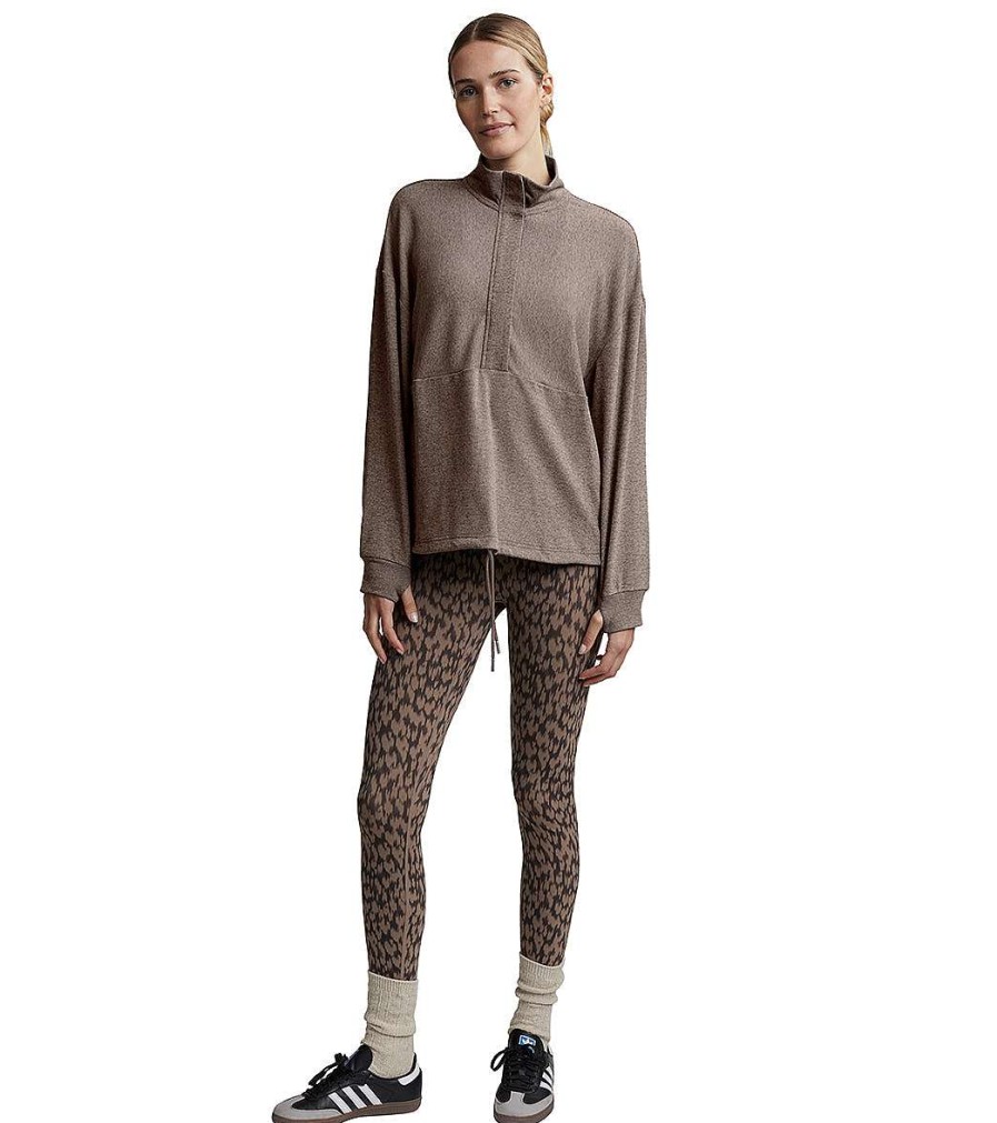 Clothing Varley Yoga Jackets & Sweatshirts | Maida Half Zip Midlayer Carob Marl