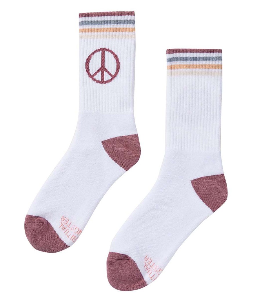 Accessories Spiritual Gangster | Peace Sign Crew Sock White