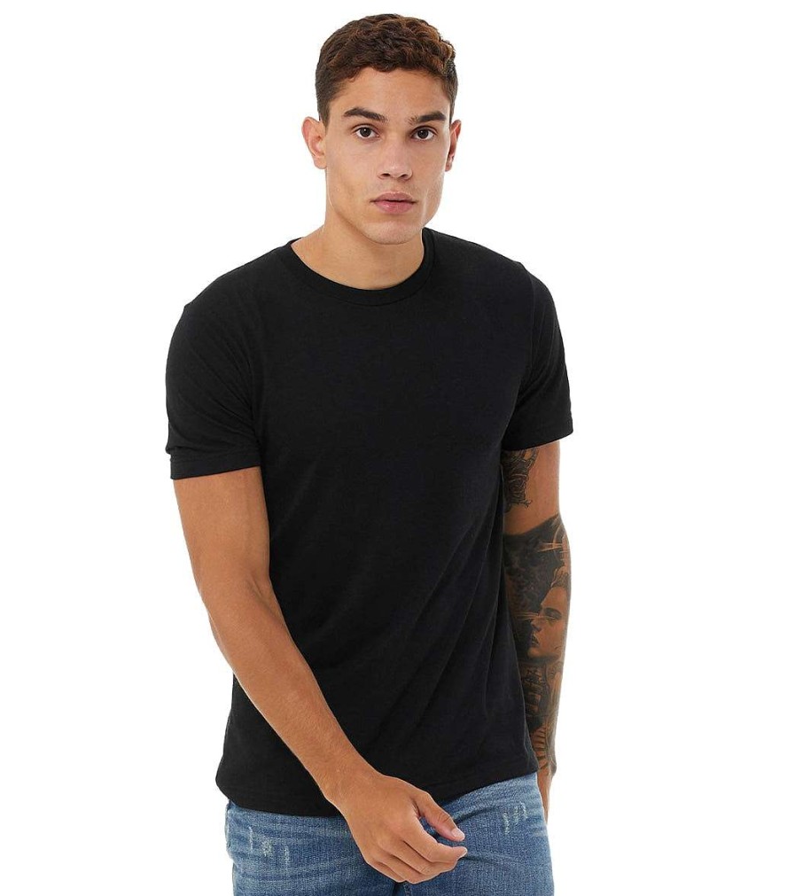 Clothing Bella + Canvas Men'S Yoga Shirts | The Crew Tee Solid Black Triblend