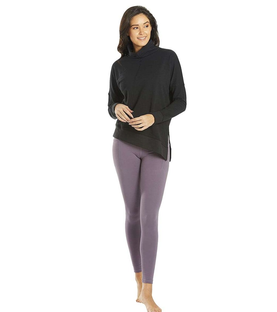 Clothing Everyday Yoga Yoga Tops | Shine Solid Roll Neck Asymmetric Sweatshirt