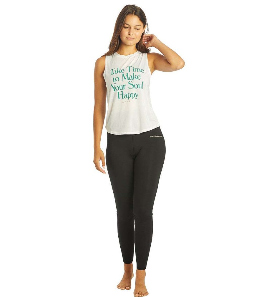 Clothing Spiritual Gangster Yoga Tops | Happy Active Muscle Tank White