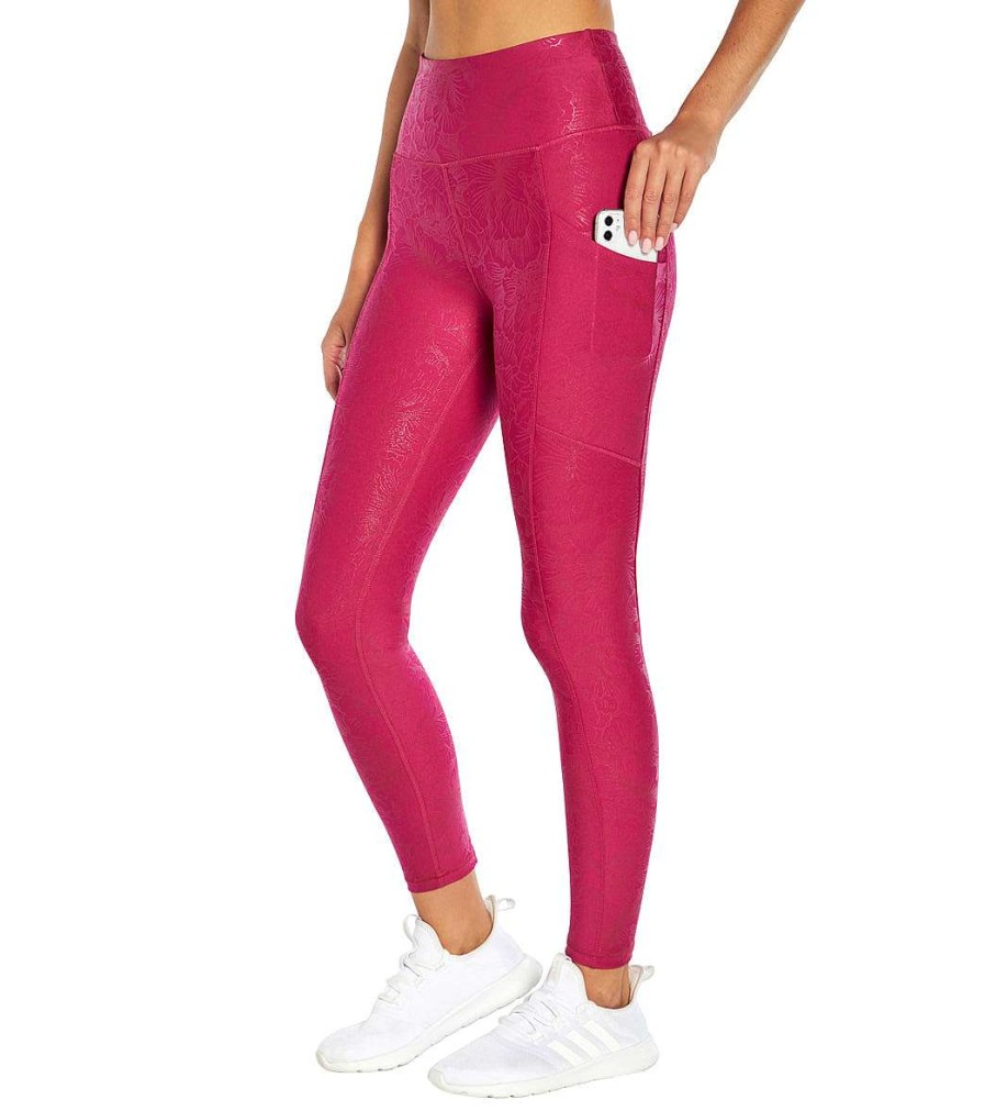 Clothing Balance Collection Yoga Leggings | Lucia Pocket Legging Festival Fuchsia Peonies Outline Foil