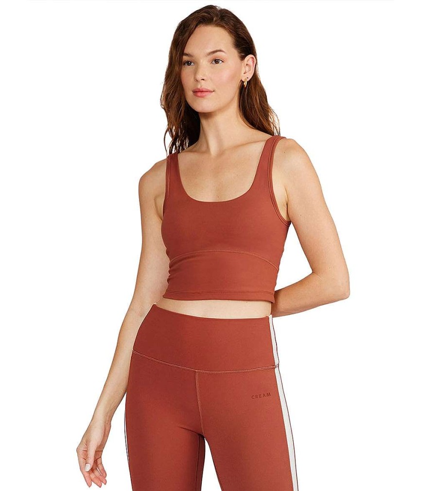 Clothing Cream Yoga Yoga Support Tanks | Ali Bra Tank Rust