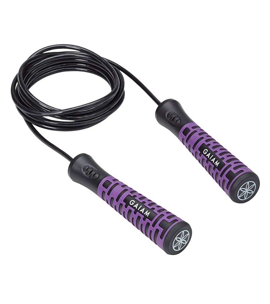 Yoga Mats & Props Gaiam | Sure-Grip Adjustable Jump Rope Purple