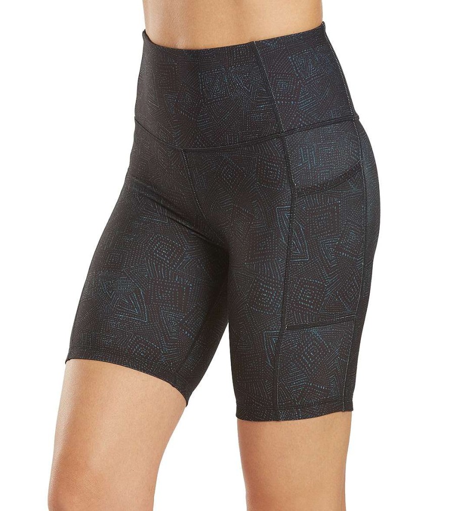 Clothing Everyday Yoga Yoga Shorts | Uphold Tribe High Waisted Biker Shorts With Pockets 7" Black Tribal