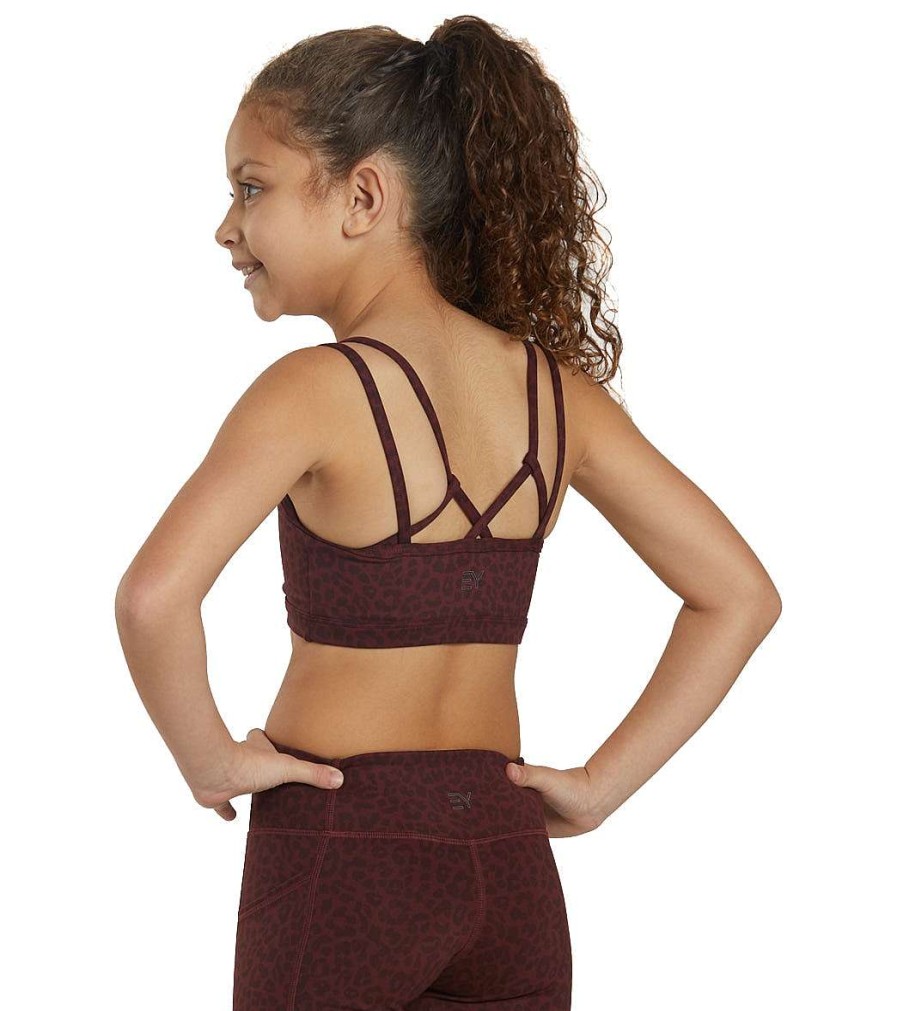 Clothing Everyday Yoga Shop All Kids' | Girl Wholesome Cheetah Sports Bra Burgundy Cheetah