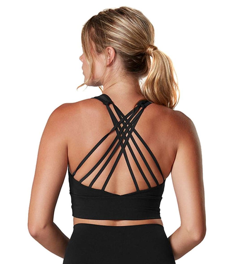 Clothing Tavi Yoga Sports Bras | Strappy Yoga Sports Bra Ebony