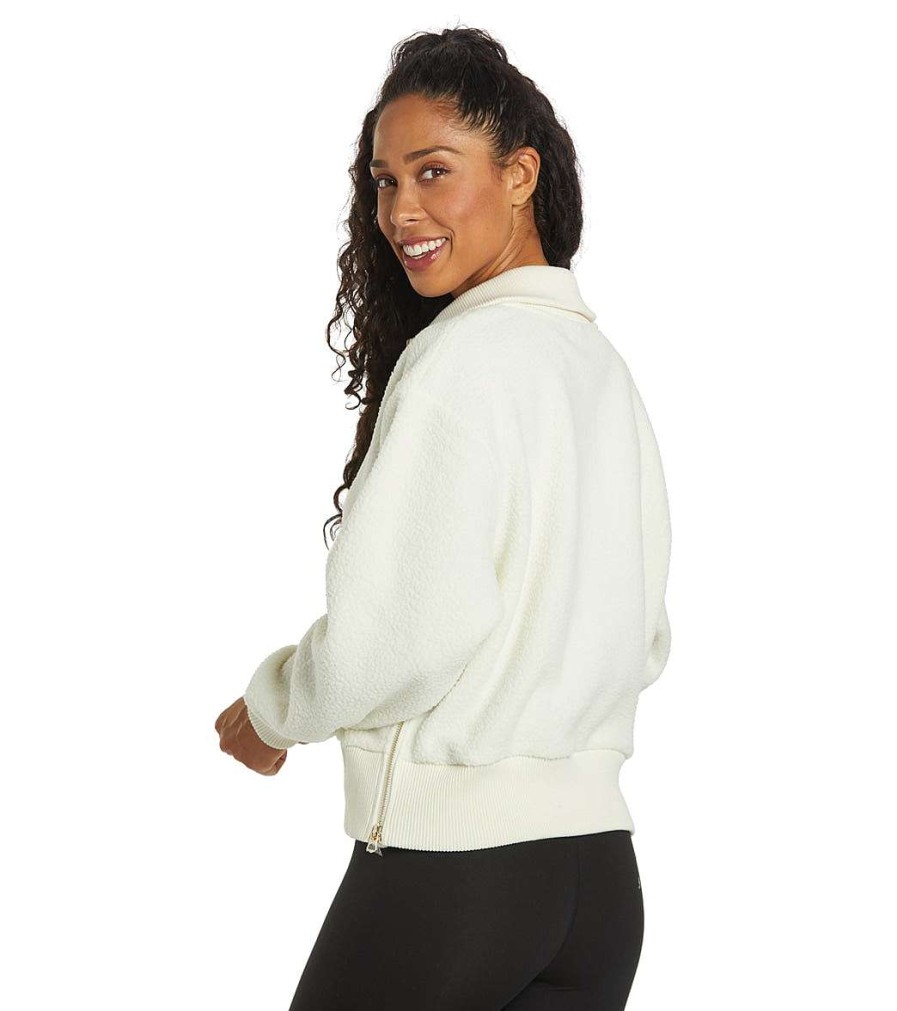 Clothing Varley Yoga Jackets & Sweatshirts | Roselle Half Zip Fleece Egret