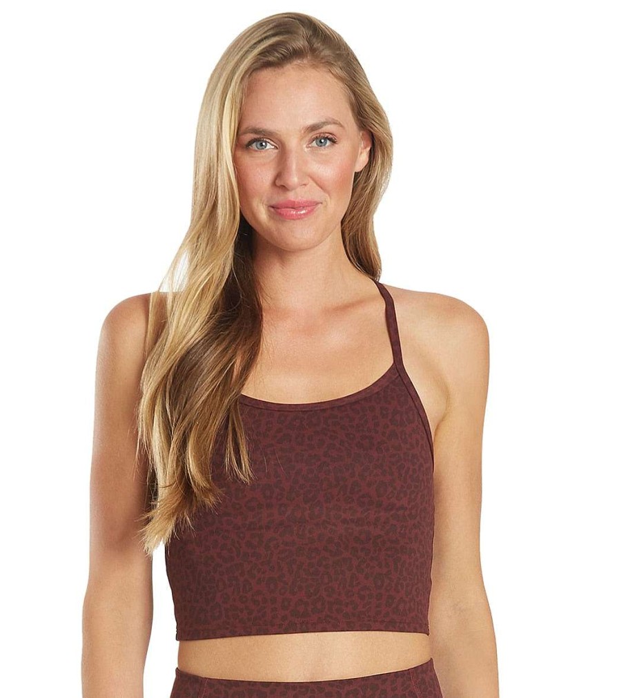 Clothing Everyday Yoga Yoga Support Tanks | Unity Cheetah Crop Tank Burgundy Cheetah