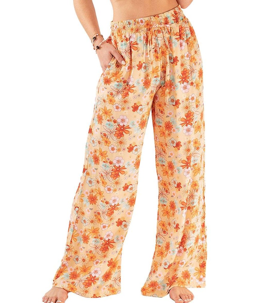 Clothing Lotus and Luna Yoga Pants | San Clemente Wide Leg Drawstring Pants Mustard