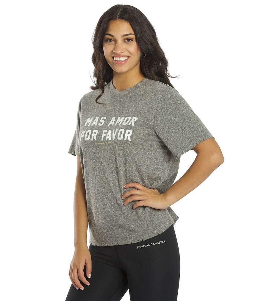 Clothing Spiritual Gangster Yoga Tops | Mas Amor Short Sleeve Tee Heather Grey