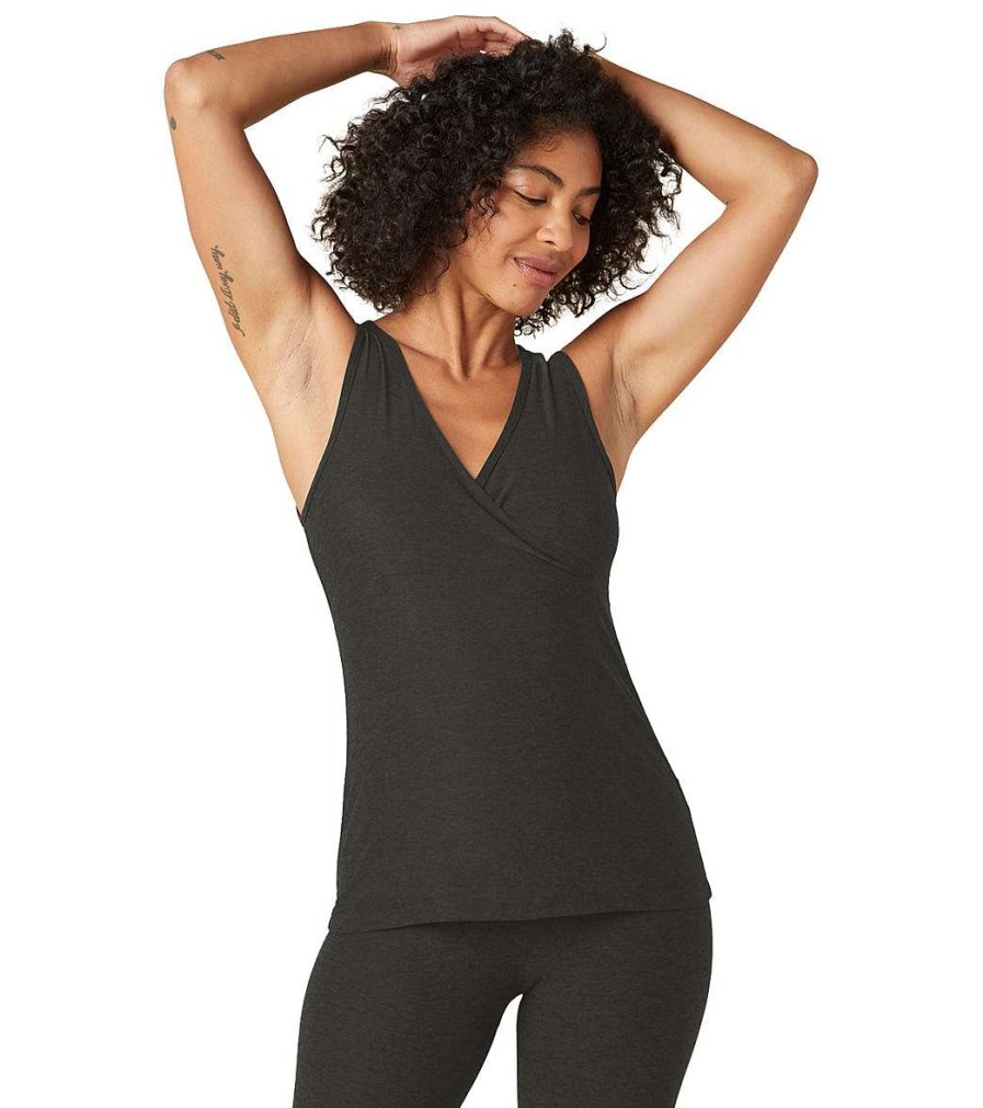 Clothing Beyond Yoga Yoga Support Tanks | Featherweight Easy Access Nursing Crossover Tank Darkest Night