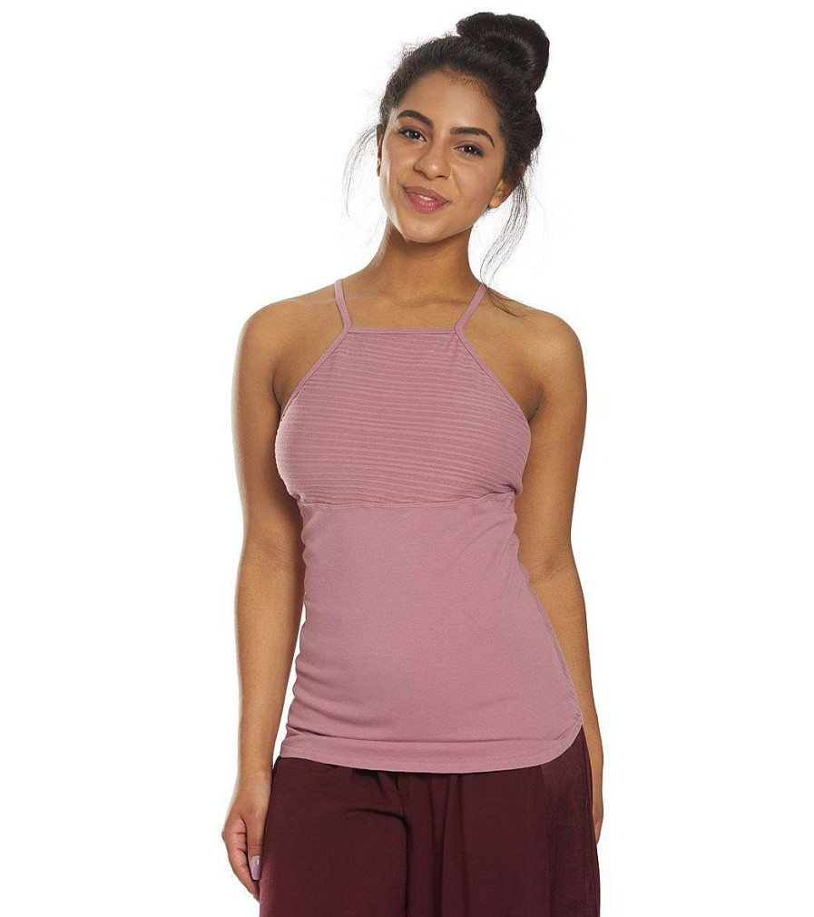 Clothing Hard Tail Yoga Support Tanks | Mitered Low V-Back Yoga Support Tank Dusty Rose