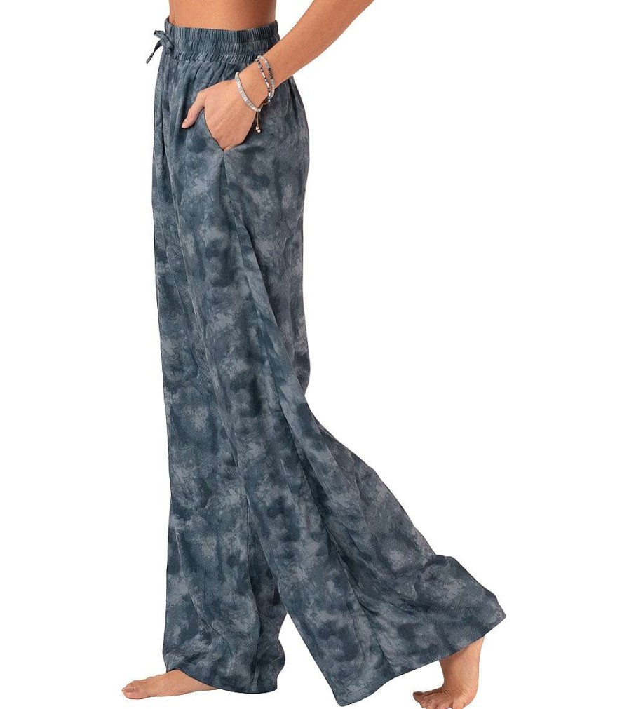 Clothing Lotus and Luna Yoga Pants | Pampa Point Wide Leg Drawstring Pants Dark Blue