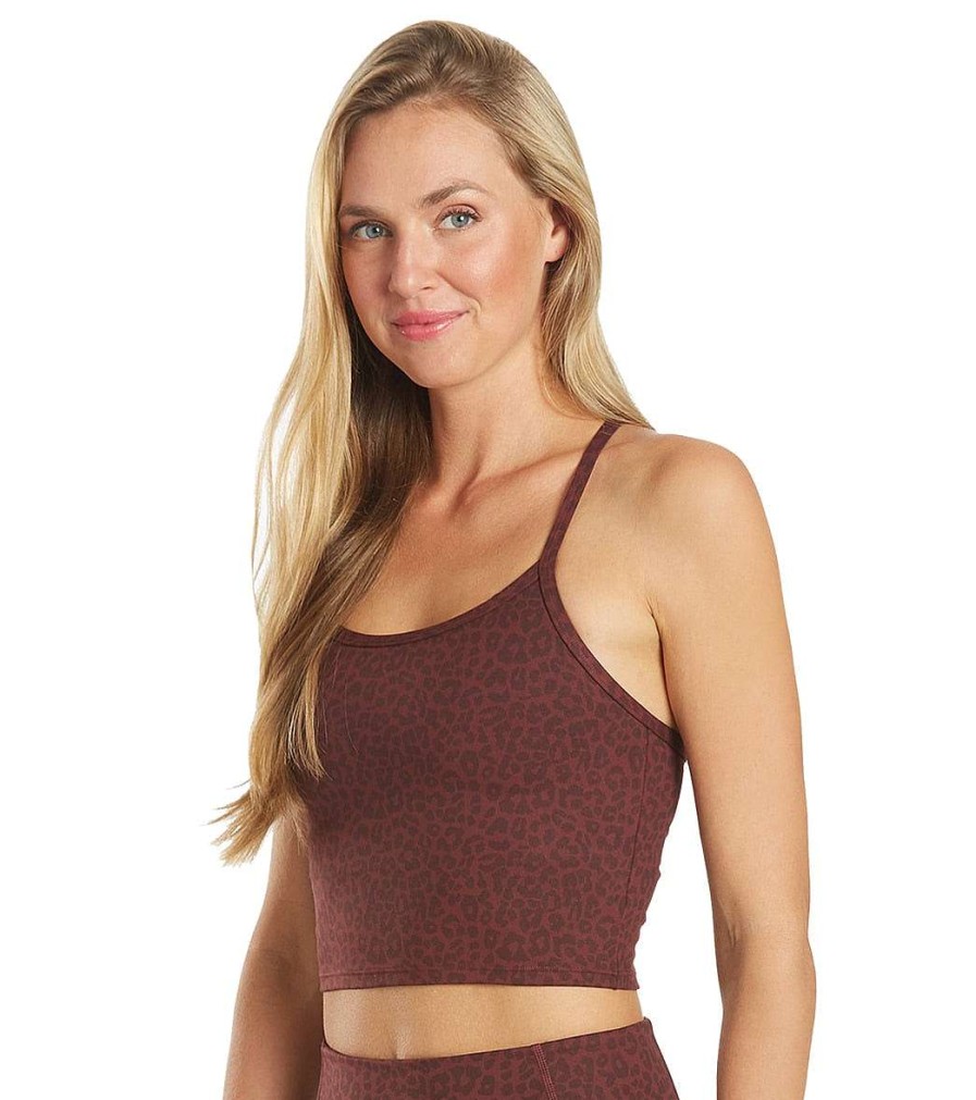 Clothing Everyday Yoga Yoga Support Tanks | Unity Cheetah Crop Tank Burgundy Cheetah