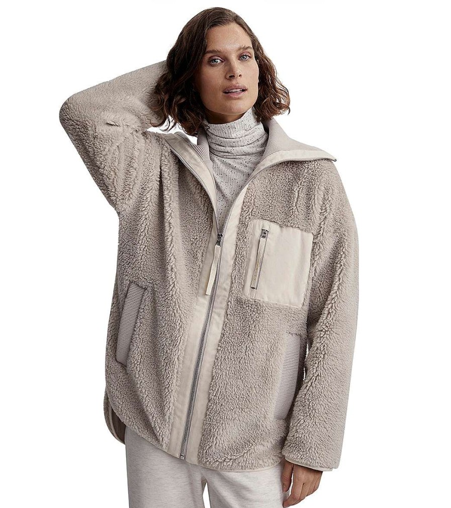 Clothing Varley Yoga Jackets & Sweatshirts | Myla Zip Through Jacket Chateau Grey/Sandshell