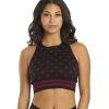 Clothing Spiritual Gangster Yoga Sports Bras | High Neck Jacquard Bra Rosaline Heart Print