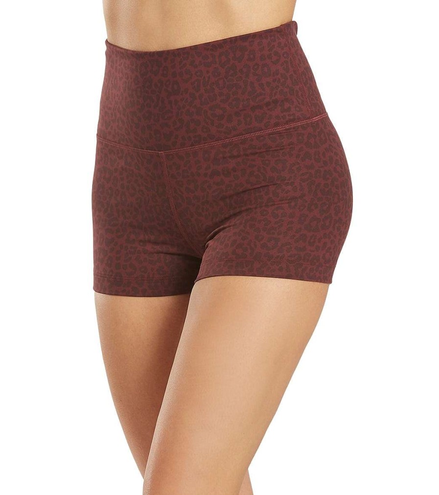 Clothing Everyday Yoga Yoga Shorts | Uphold Cheetah High Waisted Hot Yoga Shorts 1" Burgundy Cheetah