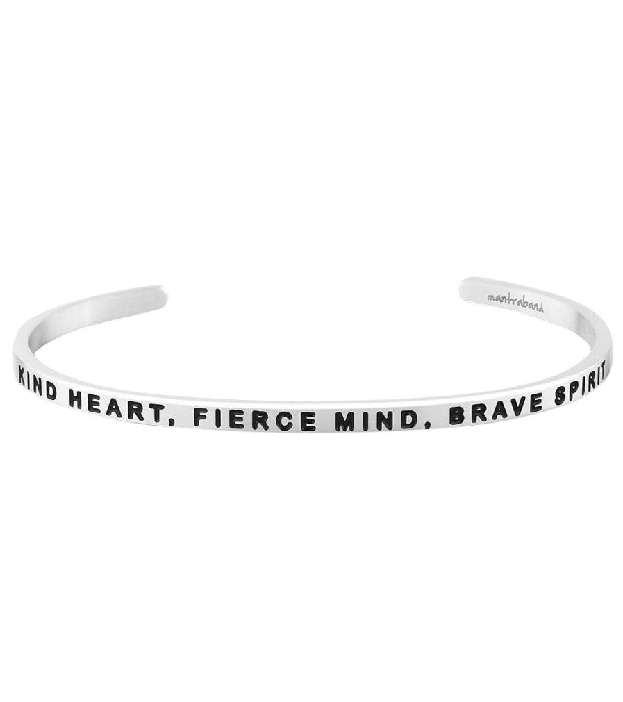 Accessories Mantraband | Kind Heart, Fierce Mind, Brave Spirit Bracelet Silver