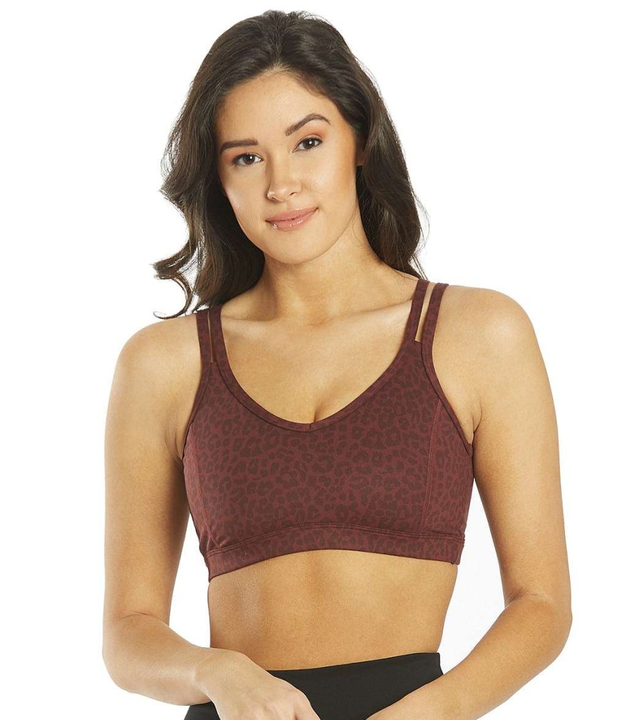 Clothing Everyday Yoga Yoga Sports Bras | Radiant Cheetah Strappy Back Sports Bra Burgundy Cheetah