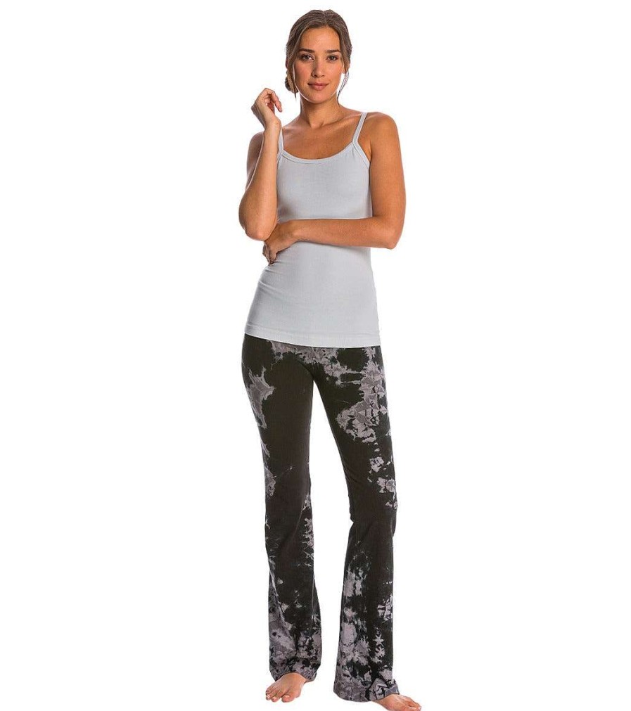 Clothing Hard Tail Yoga Pants | Rolldown Bootleg Cotton Flare Pant Black/Gray Iceberg