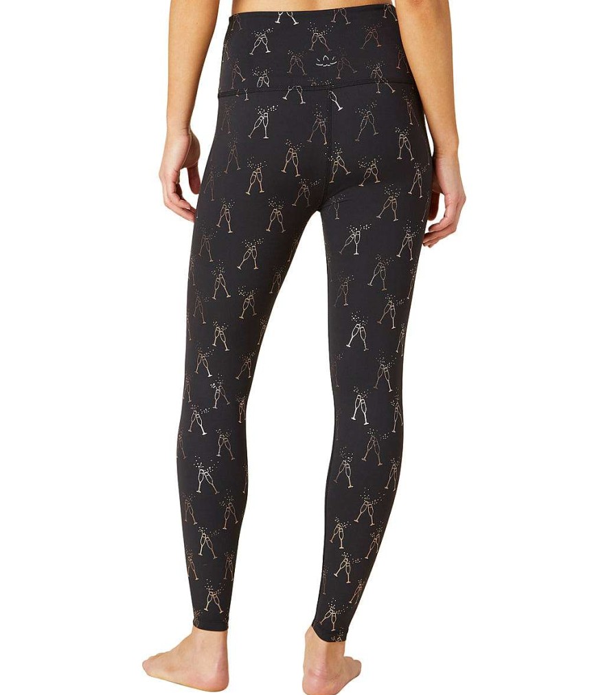 Clothing Beyond Yoga Yoga Leggings | High Waisted Midi Legging Black-Rose Gold Cheers