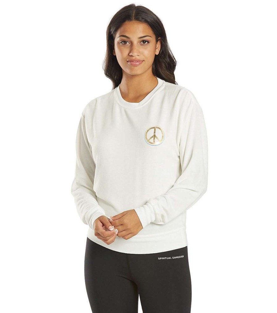 Clothing Spiritual Gangster Yoga Jackets & Sweatshirts | Harmony Crew Neck Savasana Pullover Stone