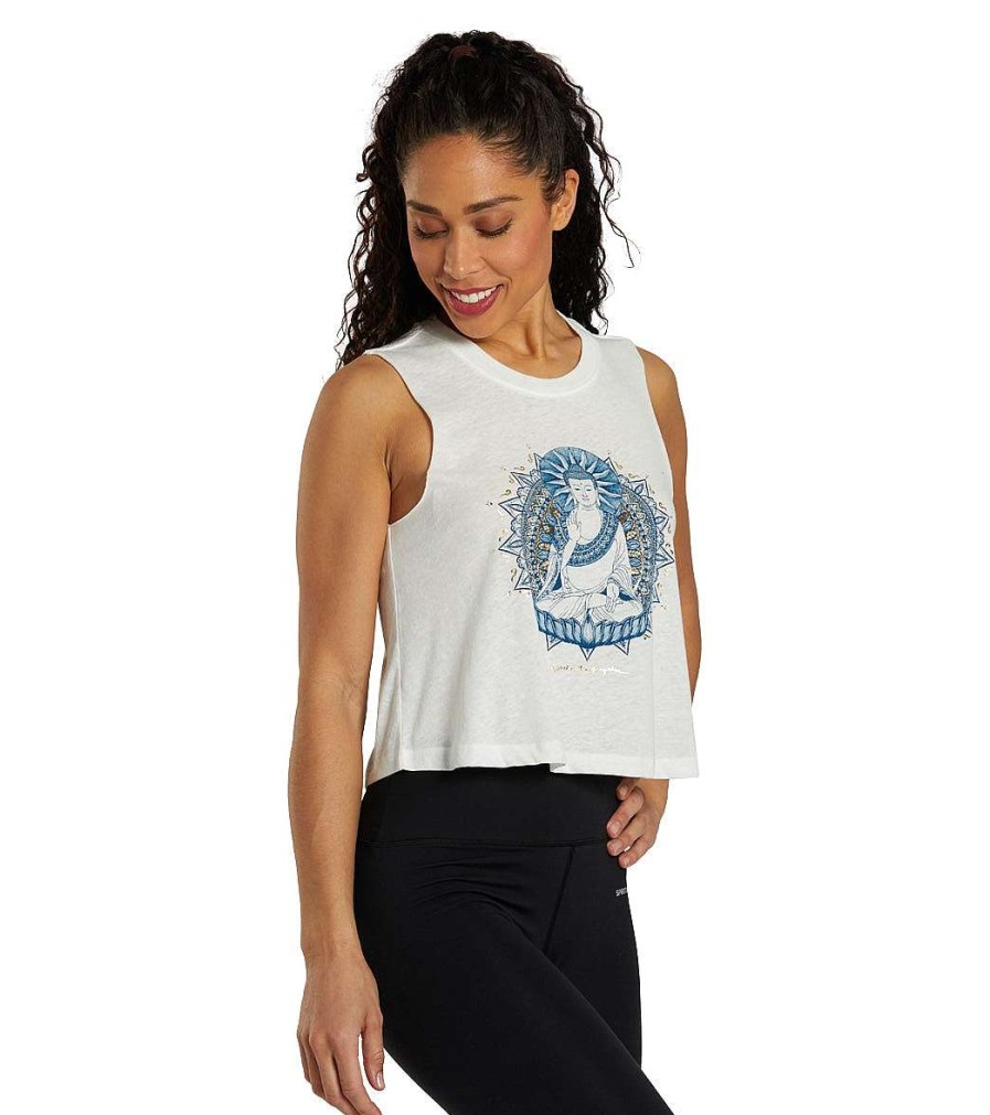 Clothing Spiritual Gangster Yoga Tops | Buddha Crop Tank Stone