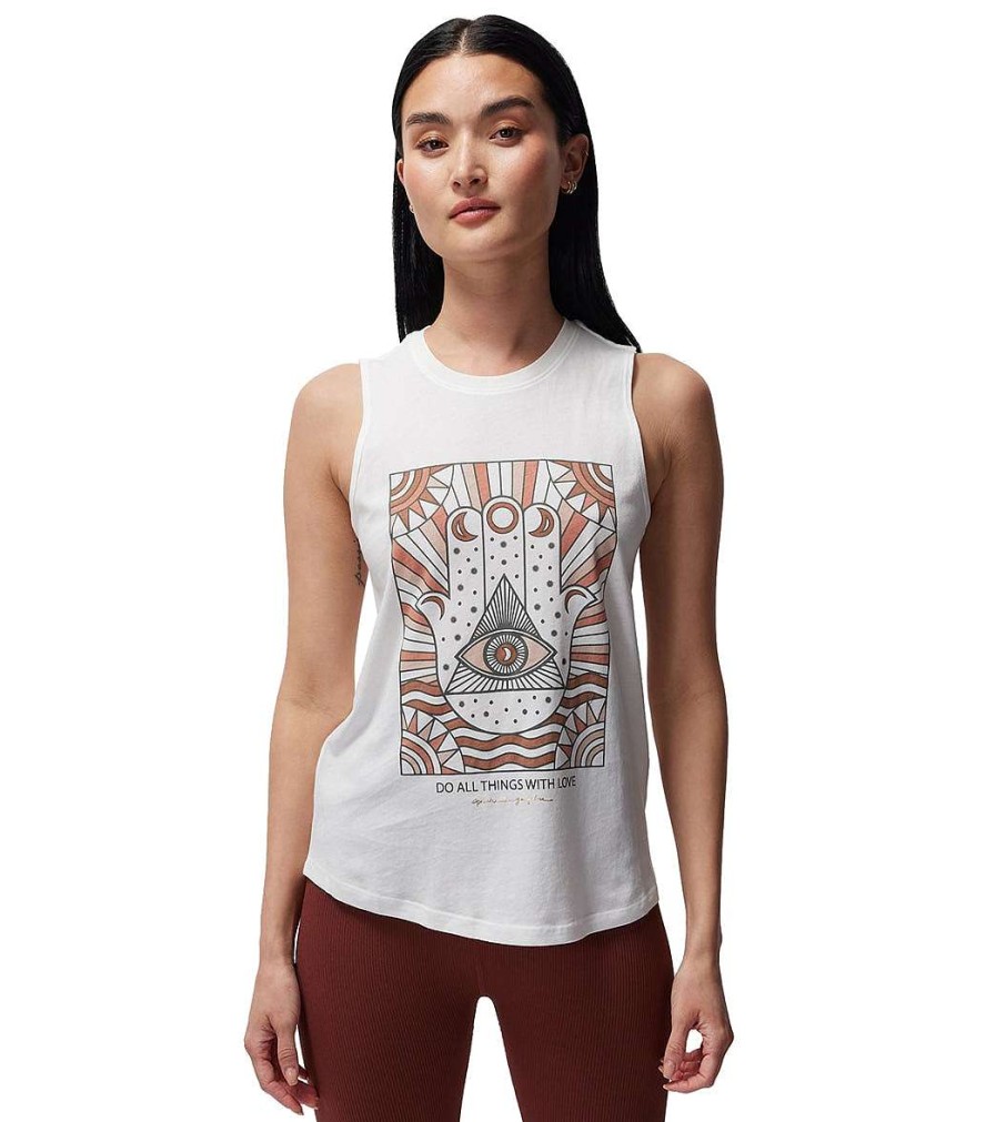 Clothing Spiritual Gangster Yoga Tops | Do All Things With Love Muscle Tank Stone