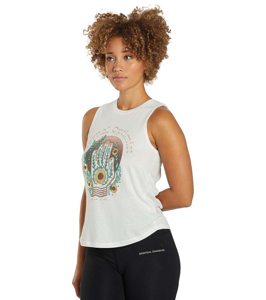 Clothing Spiritual Gangster Yoga Tops | Eternal Optimist Muscle Tank Stone