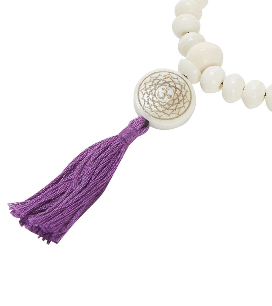 Meditation dZi | Wrist Mala: Crown Chakra, Purple White/Purple