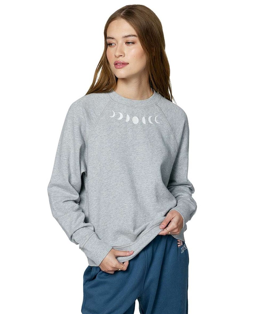 Clothing Spiritual Gangster Yoga Jackets & Sweatshirts | Moon Phase Bridget Raglan Pullover Heather Grey