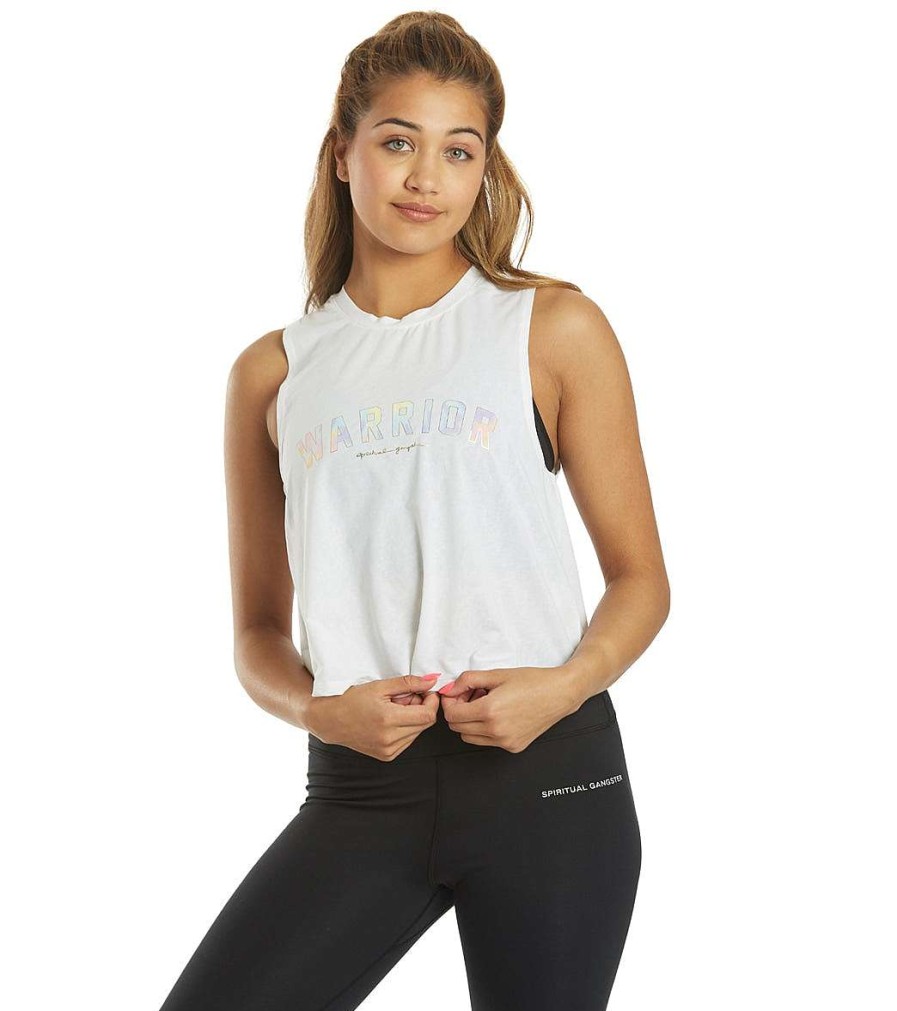 Clothing Spiritual Gangster Yoga Tops | Warrior Active Crop Tank White