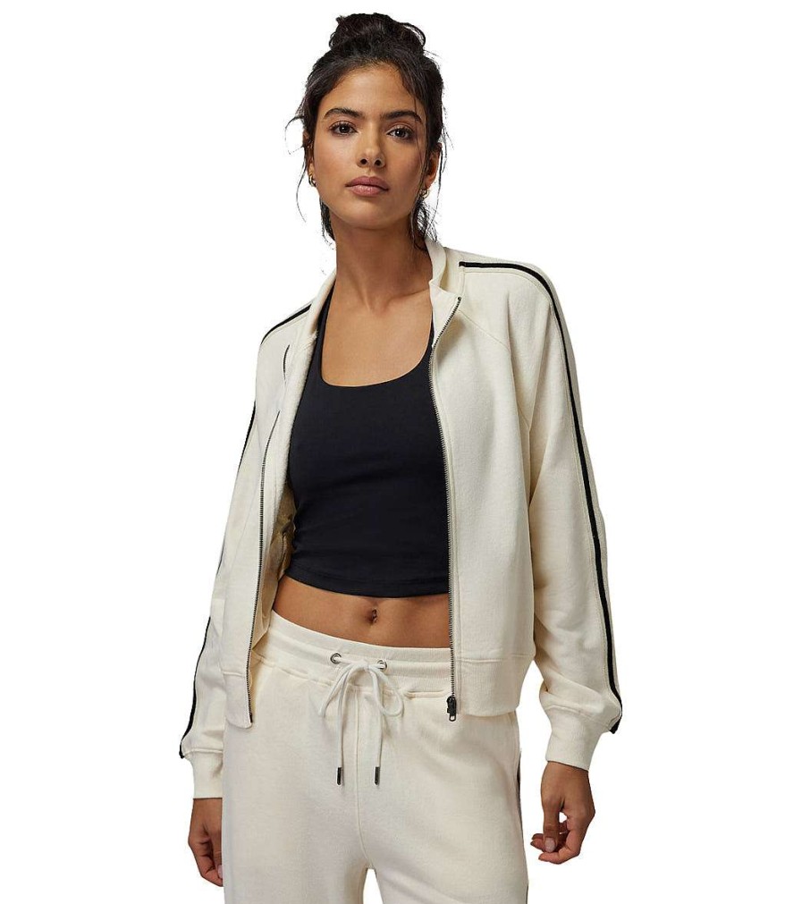 Clothing Spiritual Gangster Yoga Jackets & Sweatshirts | Ruby Bomber Jacket Winter White