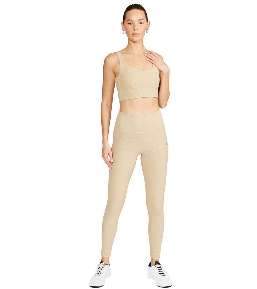 Clothing Cream Yoga Yoga Leggings | Nancy Ribbed Legging Stone